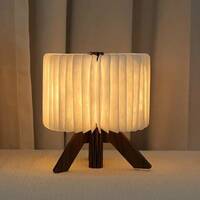 Melona R Shape Portable Lamp Table Lamp  (25 cm, wooden white)  @1974