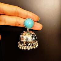 Turquoise Oxidised Jhumka For Women  @249