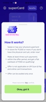 Physical "Swipe or Tap" using Super.Money to get Rs. 300 for 3 transaction of 1000 (SuperCard FD Credit card)
