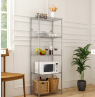 Denham 5 Shelf Metal Kitchen Racks Silver Colour