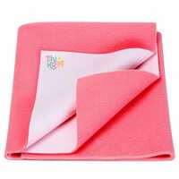 TinyHugs Waterproof Quick Dry Baby Bed Protector Sheet | Cotton Feel Anti-Pilling Fleece | Extra Absorbent, Breathable & Soft | Small Size (50cm x 70cm), Pack of 1, Salmon Rose