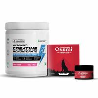 Wellcore Creatine (33 Servings, Fruit Fusion) + Okami Shilajit Resin (20g) - Power & Stamina Booster 