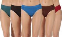 Dollar  Pack of 5 Dollar Lehar Super Combed Cotton Women's Plain Solid Panty Women Hipster Multicolor Panty