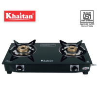  Khaitan Black 2 Burner BP Nano Premium MS Glass Manual Gas Stove