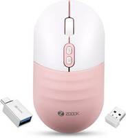 Zoook Jaguar / Rechargeable / 3 Adj. DPI / AutoShut / with Type C Converter Wireless Optical Mouse (2.4GHz Wireless, White Pink)