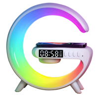 GoobleMini: G-Shaped RGB Atmosphere Lamp with 15W Wireless Charger, Bluetooth Speaker, Alarm Clock & Desk Light for Bedside & Room Décor