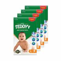 TEDDYY Baby Diapers Pants Easy Large 48 Count (Pack of 4), 9-14 kgs, 12 hrs Leak Protection, Anti - Bacterial