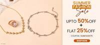 Upto 50% + Flat 25% off on all silver jewellery this summer