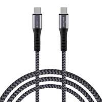 ZEBRONICS TT65S Type C - Type C Braided Cable, 65 Watts PD (Black + Grey)
