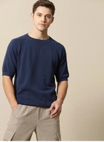 Take a look at this Mr Bowerbird Self Design Men Round Neck Dark Blue T-Shirt on Flipkart