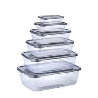 Lufarp Plastic 6 Pcs Food Containers For Kitchen Storage Set Rectangular Fridge Storage Boxes With Air Tight Lid, Multicolor (6 Pcs) (225Ml, 325Ml, 650Ml, 1250Ml, 2200Ml, 3500Ml)