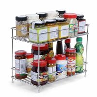 {Lowest} Cri8Hub Premium Stainless Steel Floor Mount Kitchen Rack, Floor Mount Kitchen Organizer And Space Saver, Counter Top Stand 2-Tiered Shelf Trolley Basket For Boxes Utensils Dishes Plates - For Home