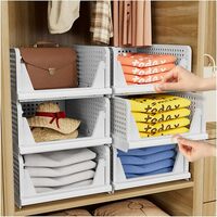{Lowest} Panchhi Store Wardrobe Organizer for Clothes Pack of 1 Cupboard Organizer for Clothes Foldable and Stackable Clothes Organiser for Wardrobe Plastic Shelf Organizer for Shirt T shirt Jeans White