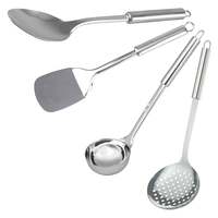 Heart Home Cooking Set|Stainless Steel Serving Set|Nonstick Cooking Set|Utensils Cookware Gadgets for Kitchen|Pack of 4 (Silver)