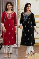 Women Chikan Embroidery Kurta (Black)