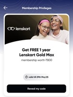Lenskart 1 year gold max membership worth RS.800 for 49(New Users Only)