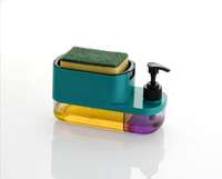 Stewit 3 in 1 Soap Pump Dispenser, Dish Soap Liquid Dispenser, Sponge Holder for Kitchen Sink, Countertop, Kitchen Bathroom (White)