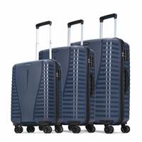 Aristocrat Airpro 3 Pc Set Cabin 55cm(Small) Check-in 66cm(Medium) Check-in 75cm(Large) 8 Wheels Spinner Trolley Bags, Hard Case Luggage, Lightweight Bag & Combination Lock|7 Years Warranty (Blue)
