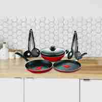 Pigeon Mio Gift Set Non-Stick Coated Cookware Set  (Aluminium, 8 - Piece)