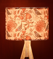 Beige Color Bir Printed Table Lamp Shade