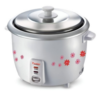  Prestige Delight PRWO White Printed Aluminium 230W Electric Rice Cooker With Fit Lid 1.8L
