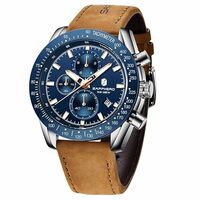 Sapphero Mens Watches Quartz Movement Chronograph Leather Strap Fashion Business Sport Design Apply 40% coupon 