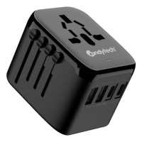 Candytech CT C11 4 Plugs 150 Countries Travel Adapter (Double Fuse, Black)