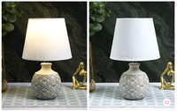  TAYHAA White Textured Ceramic Frusturical Shaped Table Lamp