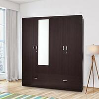 HomeTown Utsav Engineered Wood Four Door Wardrobe in Wenge Colour