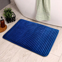 STATUS Velvet Bathroom Mat  (Blue, Large)