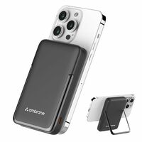 Ambrane 10000mAh MagSafe Powerbank with Stand 22.5W Wired & 15W Wireless Fast Charging Dual Input (Type-C & Lightning) | Triple Output | for iPhone 16/15/14/13/12 & Android Devices (PB11, Black)