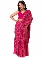 Indya Women Foil Print Ready to Wear Saree, Light Purple