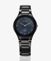 Titan  Edge Ceramic Quartz in Glossy Black with Diamonds and Rich Mother of Pearl Dial Analog Watch - For Women NT2653NC02