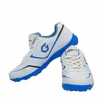 Gowin Academy White/Sky Cricket Shoes Size-4 with TR-555-W Cricket Leather Ball Alum Tanned White