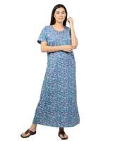 ashtang Women's Cotton Blend Floor Length Printed Nightgown (Nighty 05_Free Size) Multicolor 