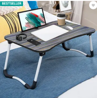 MITHILA - Foldable Table Wood Portable Laptop Table - Black 