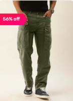 Bene Kleed Olive Loose Fit Overdyed Cotton Cargos Bene Kleed