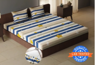 CARLTON LONDON 144 TC Polyester Double Striped Fitted (Elastic) Bedsheet  (Pack of 1, Yellow Beige)