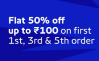 Pincode - Flat 50% off Upto Rs. 100 on 1st, 3rd and 5th orders.