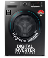 SAMSUNG 9 kg 5 Star, Hygiene Steam Fully Automatic Front Load Washing Machine with In-built Heater Black  (WW90T4040CB1TL)