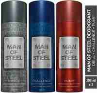 DENVER Combo Man Of Steel Drill + Challenge + Pump Long lasting Deodorant Spray 600 ml, Pack of 3)
