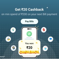 Earn a cashback of ₹20 on a Bill Payment of ₹200 or more on YES PAY Next