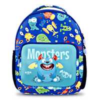 Tukzer Baggita Kids School Bag, Printed Toddler Backpack for Boys Girls, Elementary Preschool Tuition Swimming Travel Multipurpose Bag| Water-Repellent Soft Neoprene (Monster-Blue)