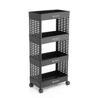 Plastic Multipurpose 4-Tier Floor Mount Corner Shelf Kitchen Organizer Rack/Storage Shelf/Dish Rack/Storage Rack for Kitchen (Black) (4XL, Black)