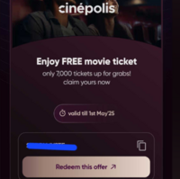 Swiggy One Black Users: Get free Cinepolis Movie ticket 