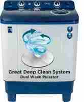 Midea 7 kg Semi Automatic Top Load Washing Machine Blue, White