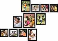 Solimo Collage Photo Frames, Set of 11 (4pcs - 6x8 inch, 1pcs - 8x10 inch, 6pcs - 5x5 inch), Black