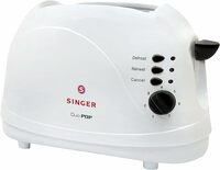 Singer Duo Pop 2 Slice Electric Toaster For Home | Smart Auto Pop Up | 700 Watts | Defrost and Reheat | 7 Brown Levels | Mid-Cycle Cancel Feature | Removable Crumb Tray | 2 Years Warranty | White