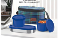 Milton Decker Lunch Box 3 Microwave Safe Inner Steel Containers & Insulated Fabric Jacket