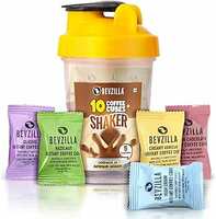 Instant Coffee Cubes & Bottle Pack With 10 Coffee Cubes (2 Cubes Each Flavour) | Hazelnut, Classic, Belgian Chocolate, Irish Cream & Creamy Vanilla | BPA Free Shaker 500 Ml Leak Proof
